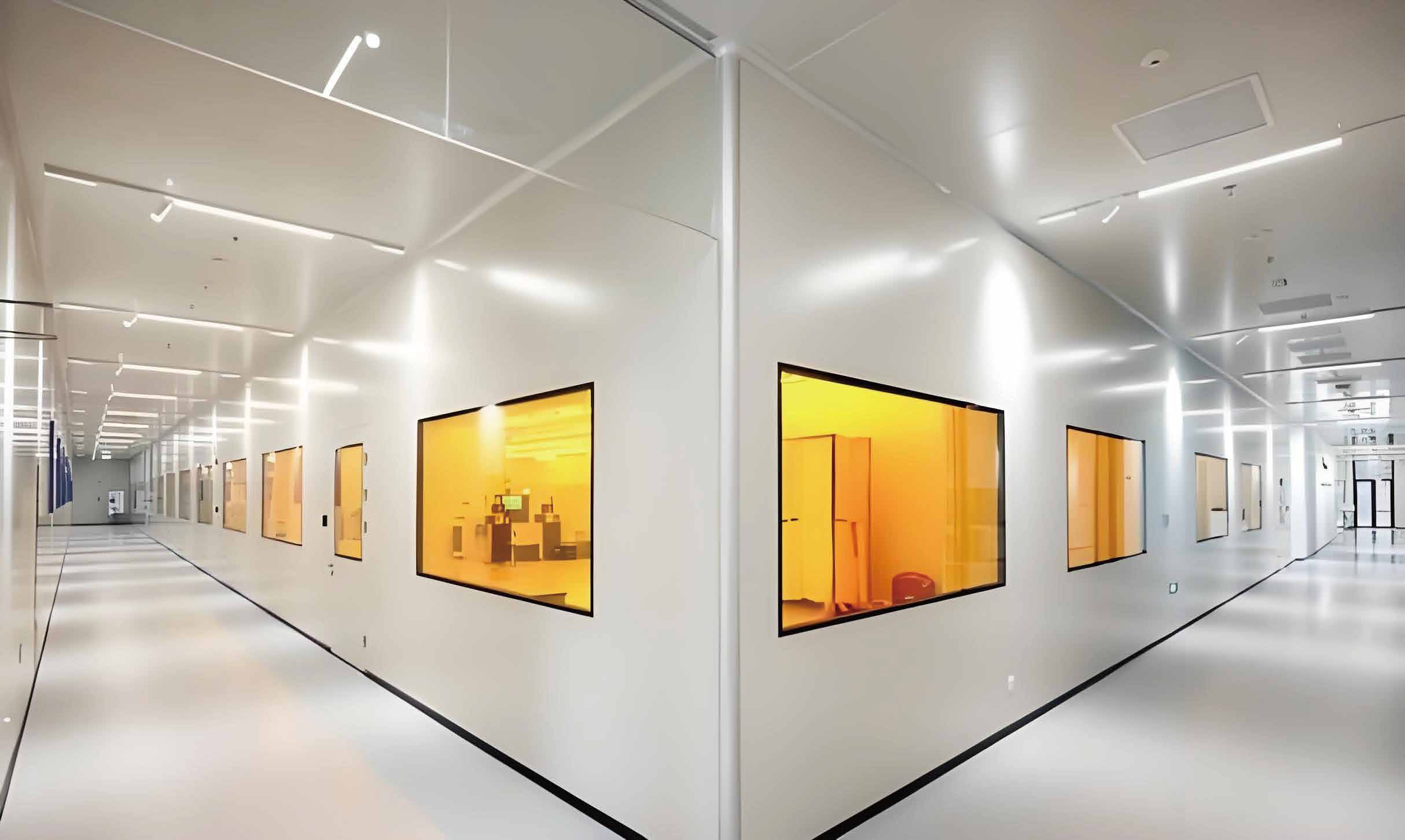 Semiconductor Cleanroom Photolithography Yellow Light Corridor