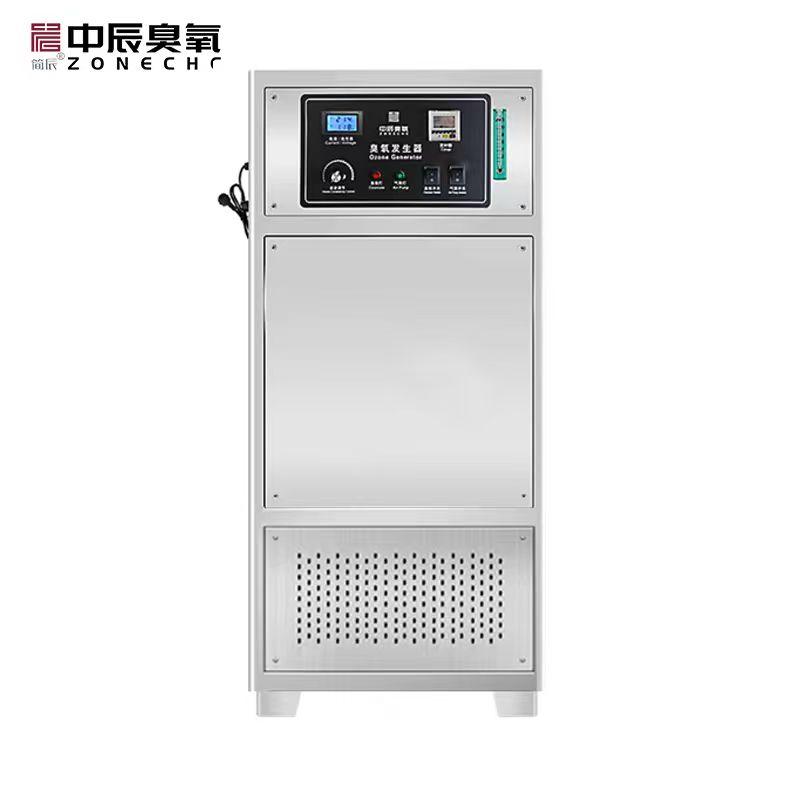 Floor-standing ozone generator cabinet with digital display and flowmeter